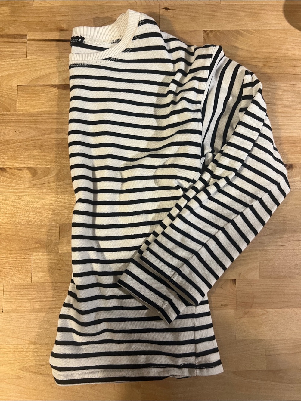 Zara Black and White Striped Long Sleeve Boatneck Knit Top Small
